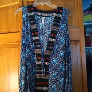 Bohemian Blue Patterned Sleeveless swim cover up